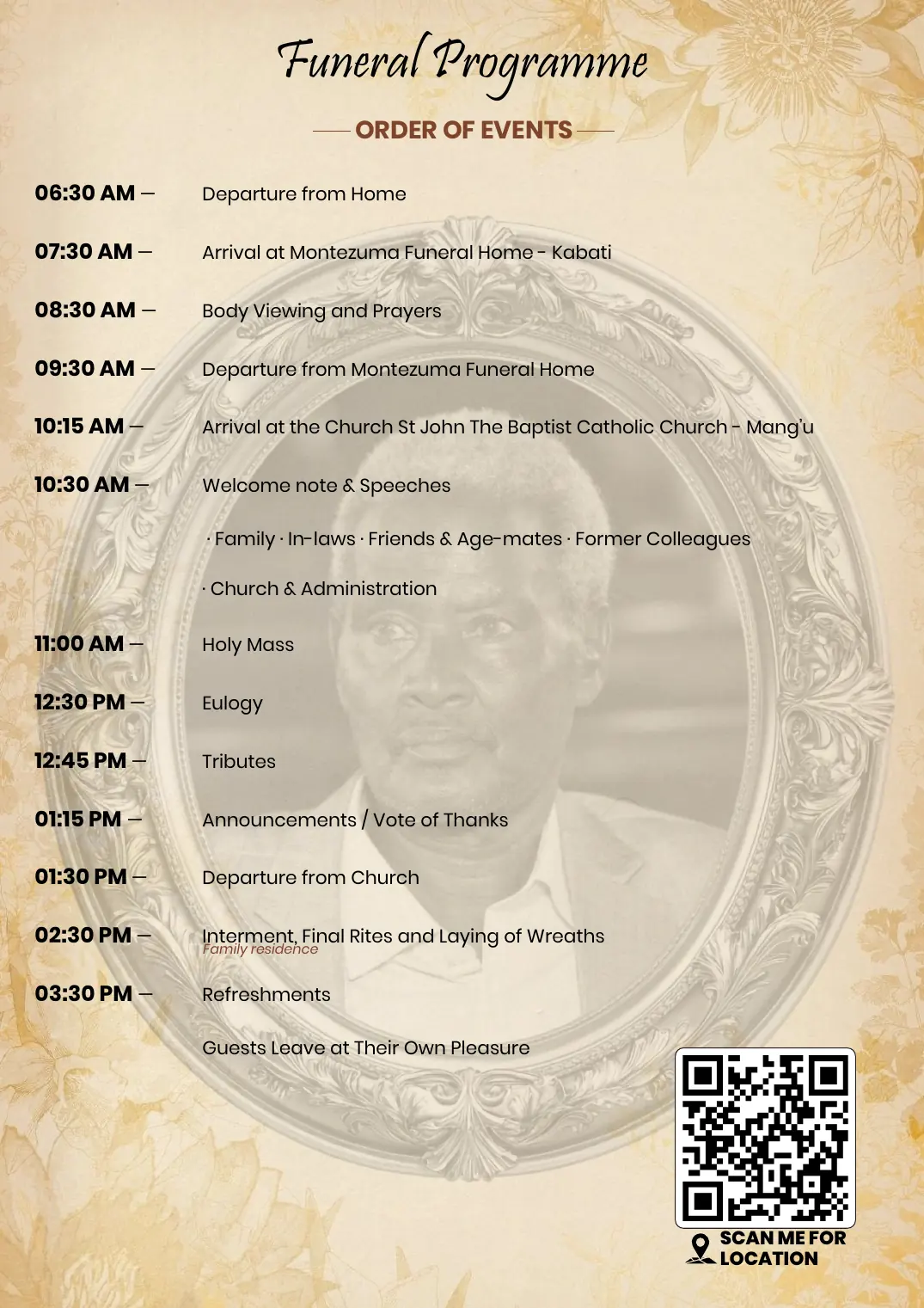 Page 2 of the funeral programme