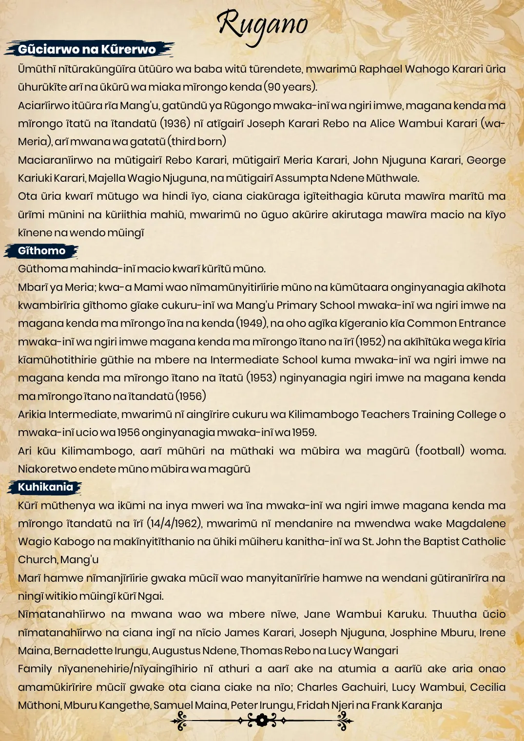 Page 5 of the funeral programme