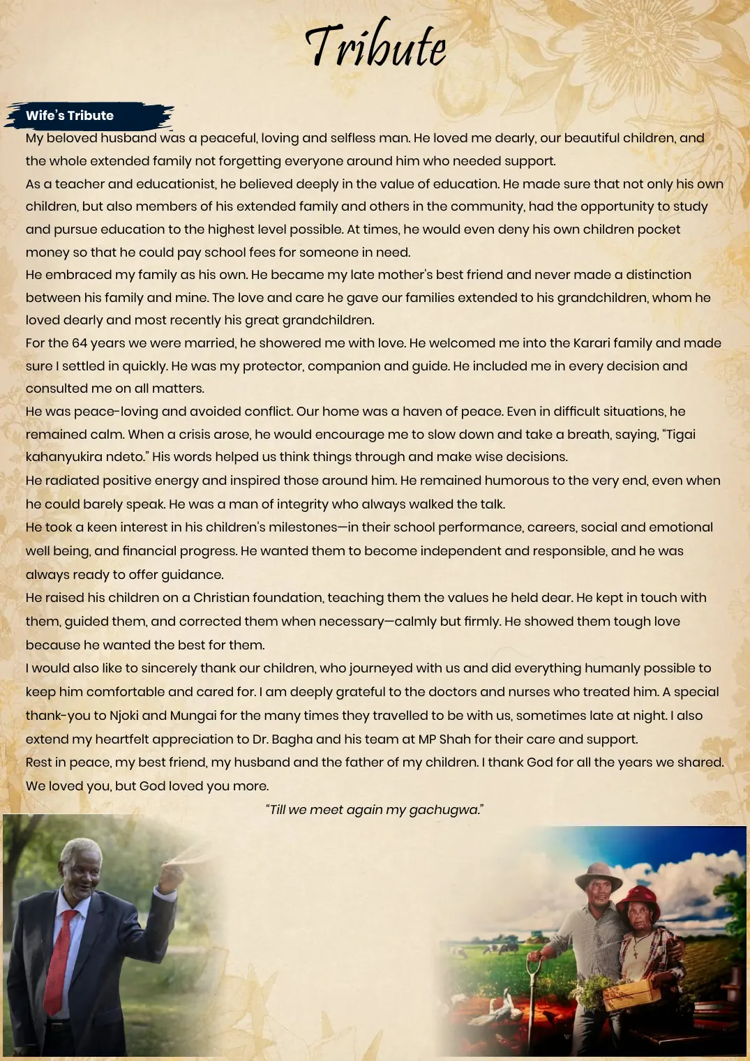 Page 8 of the funeral programme