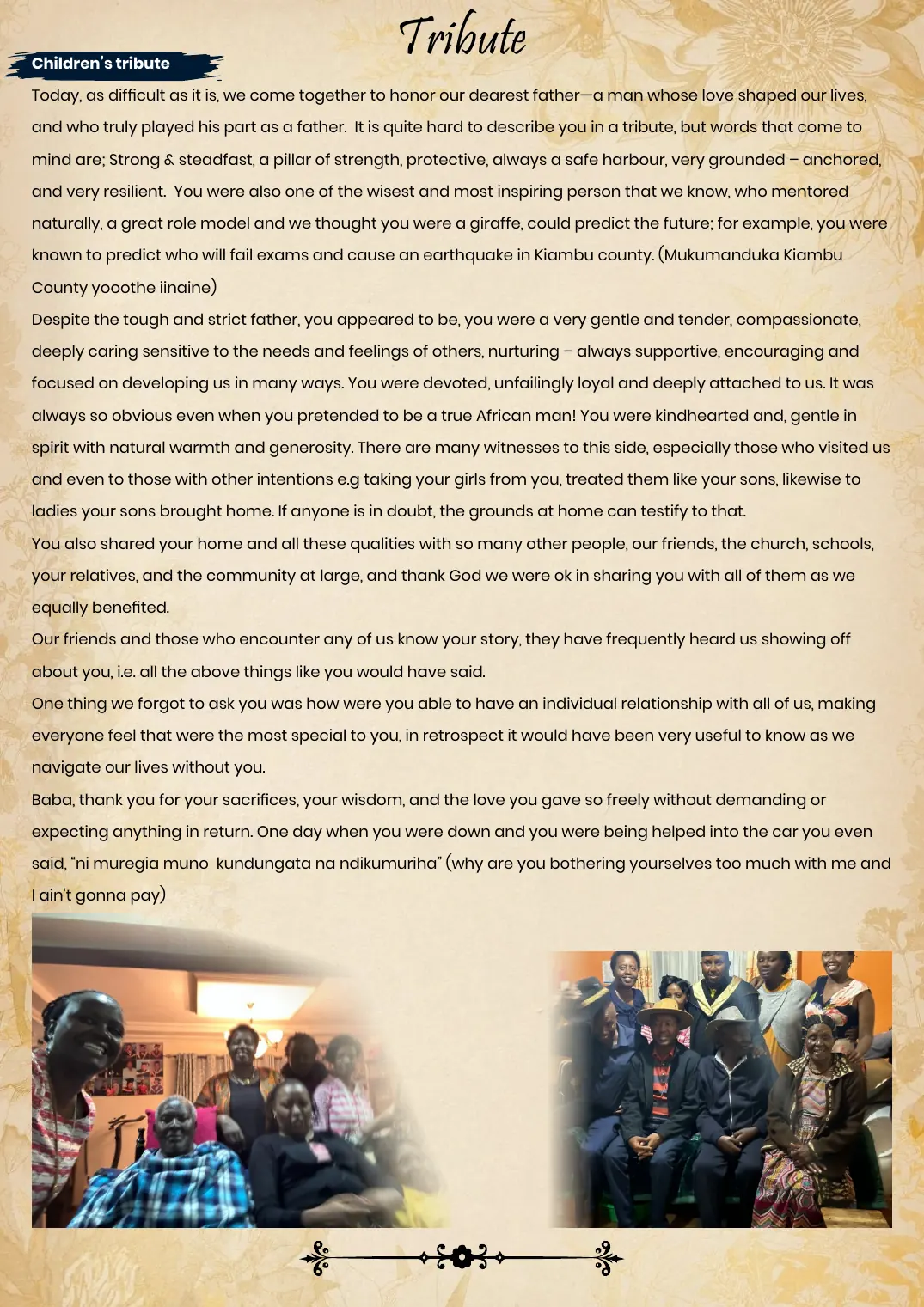 Page 9 of the funeral programme
