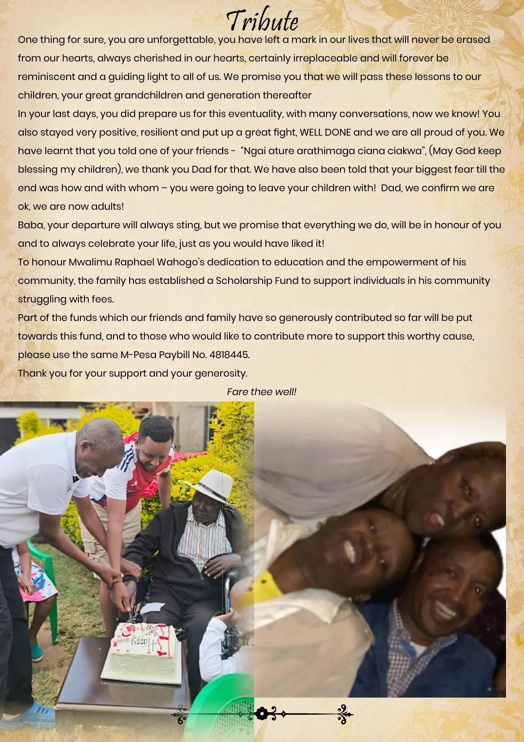 Page 10 of the funeral programme