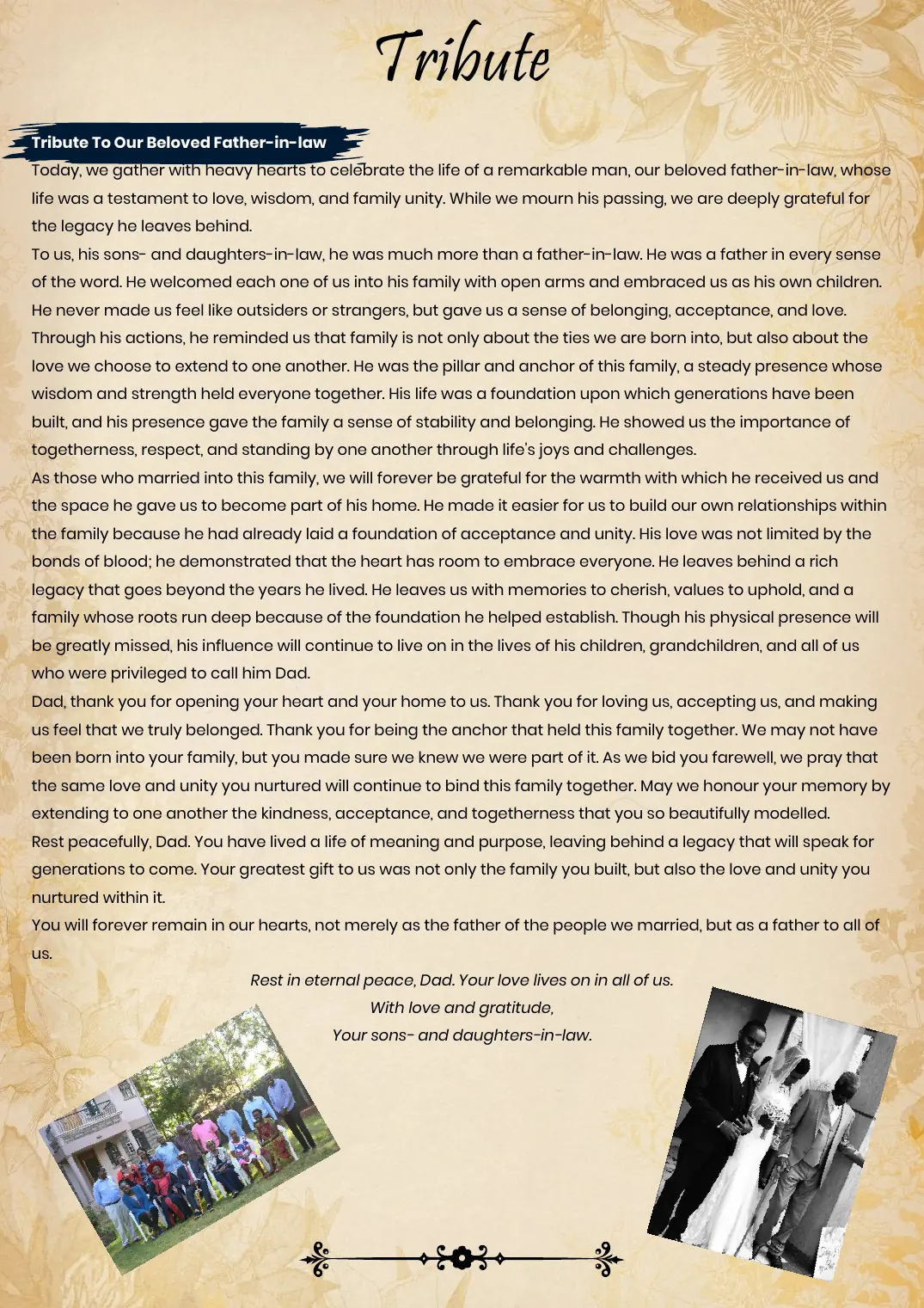 Page 11 of the funeral programme