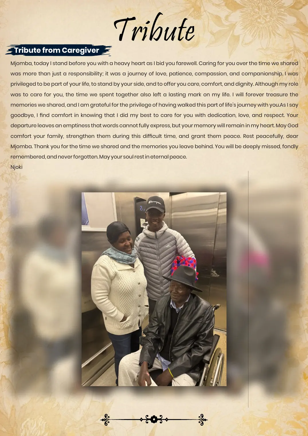 Page 14 of the funeral programme